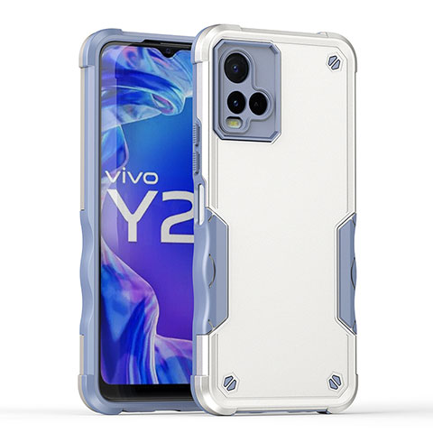 Coque Contour Silicone et Plastique Housse Etui Mat QW1 pour Vivo Y21e Blanc