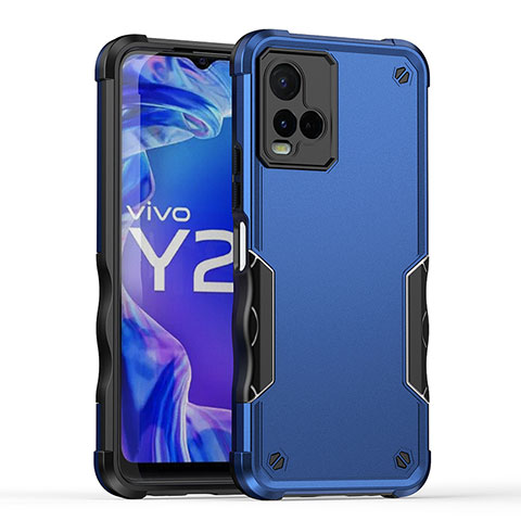 Coque Contour Silicone et Plastique Housse Etui Mat QW1 pour Vivo Y33s Bleu