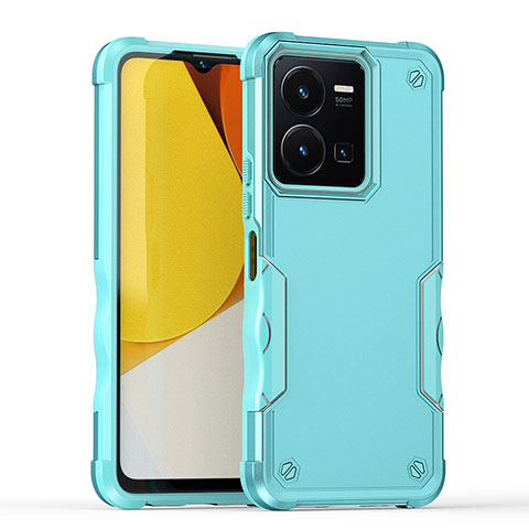 Coque Contour Silicone et Plastique Housse Etui Mat QW1 pour Vivo Y35 4G Bleu Clair