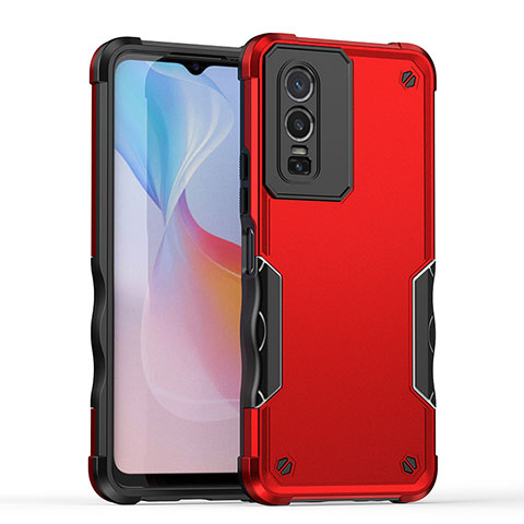 Coque Contour Silicone et Plastique Housse Etui Mat QW1 pour Vivo Y76 5G Rouge