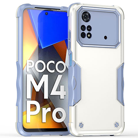 Coque Contour Silicone et Plastique Housse Etui Mat QW1 pour Xiaomi Poco M4 Pro 4G Blanc