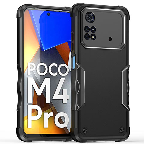 Coque Contour Silicone et Plastique Housse Etui Mat QW1 pour Xiaomi Poco M4 Pro 4G Noir