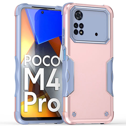 Coque Contour Silicone et Plastique Housse Etui Mat QW1 pour Xiaomi Poco M4 Pro 4G Rose