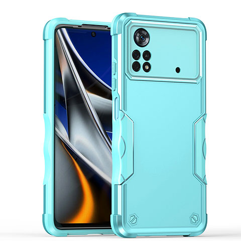 Coque Contour Silicone et Plastique Housse Etui Mat QW1 pour Xiaomi Redmi Note 11E Pro 5G Bleu Clair