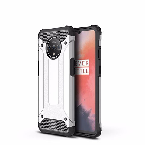 Coque Contour Silicone et Plastique Housse Etui Mat R01 pour OnePlus 7T Blanc