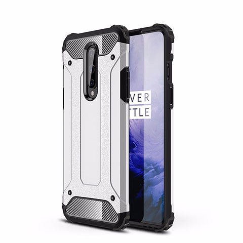 Coque Contour Silicone et Plastique Housse Etui Mat R01 pour OnePlus 8 Argent