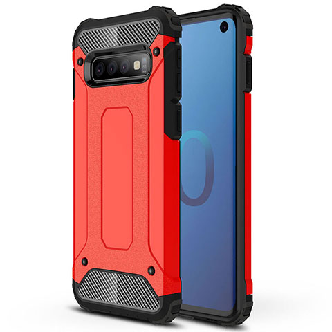 Coque Contour Silicone et Plastique Housse Etui Mat R01 pour Samsung Galaxy S10 5G Rouge