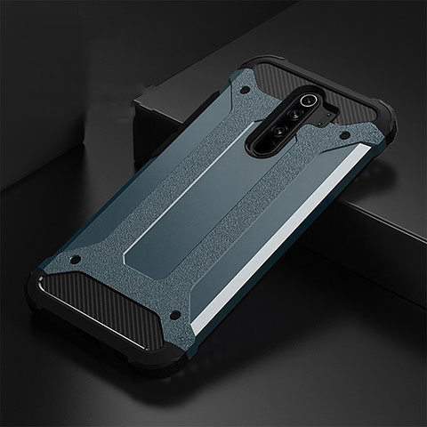 Coque Contour Silicone et Plastique Housse Etui Mat R01 pour Xiaomi Redmi Note 8 Pro Bleu