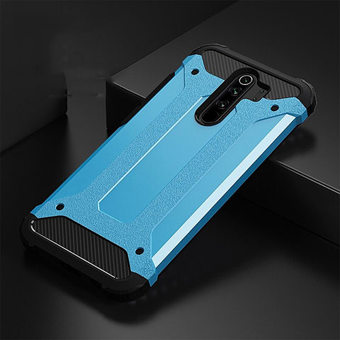 Coque Contour Silicone et Plastique Housse Etui Mat R01 pour Xiaomi Redmi Note 8 Pro Bleu Ciel