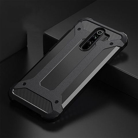 Coque Contour Silicone et Plastique Housse Etui Mat R01 pour Xiaomi Redmi Note 8 Pro Noir