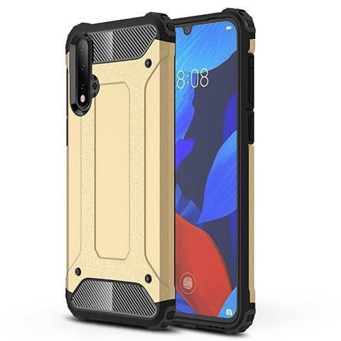 Coque Contour Silicone et Plastique Housse Etui Mat R02 pour Huawei Nova 5 Pro Or