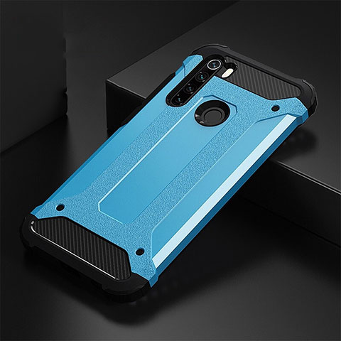 Coque Contour Silicone et Plastique Housse Etui Mat R02 pour Xiaomi Redmi Note 8 (2021) Bleu Ciel