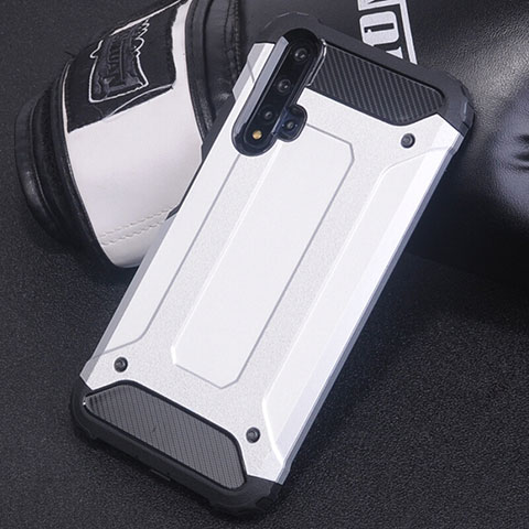 Coque Contour Silicone et Plastique Housse Etui Mat R04 pour Huawei Nova 5 Argent