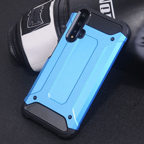 Coque Contour Silicone et Plastique Housse Etui Mat R04 pour Huawei Nova 5 Bleu Ciel