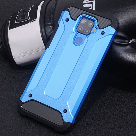 Coque Contour Silicone et Plastique Housse Etui Mat U01 pour Huawei Mate 30 Lite Bleu Ciel