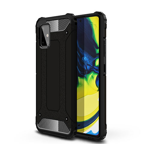 Coque Contour Silicone et Plastique Housse Etui Mat U01 pour Samsung Galaxy A71 4G A715 Noir