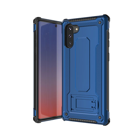 Coque Contour Silicone et Plastique Housse Etui Mat U01 pour Samsung Galaxy Note 10 5G Bleu et Noir