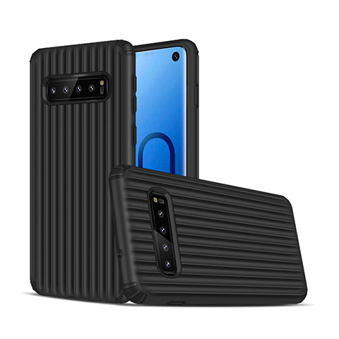 Coque Contour Silicone et Plastique Housse Etui Mat U01 pour Samsung Galaxy S10 5G Noir