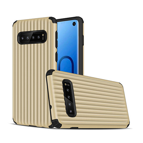 Coque Contour Silicone et Plastique Housse Etui Mat U01 pour Samsung Galaxy S10 5G Or