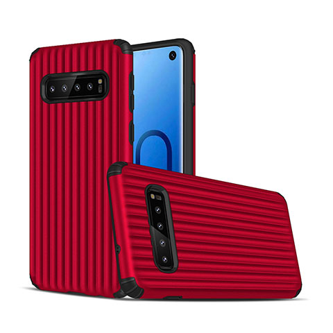 Coque Contour Silicone et Plastique Housse Etui Mat U01 pour Samsung Galaxy S10 5G Rouge