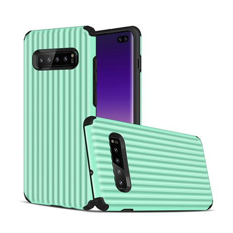 Coque Contour Silicone et Plastique Housse Etui Mat U01 pour Samsung Galaxy S10 Plus Vert