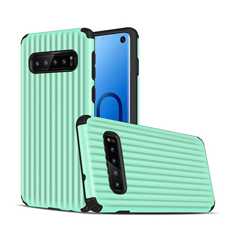 Coque Contour Silicone et Plastique Housse Etui Mat U01 pour Samsung Galaxy S10 Vert