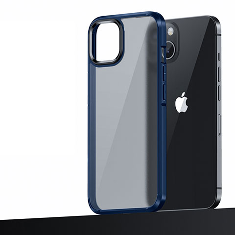 Coque Contour Silicone et Plastique Housse Etui Mat U04 pour Apple iPhone 14 Plus Bleu