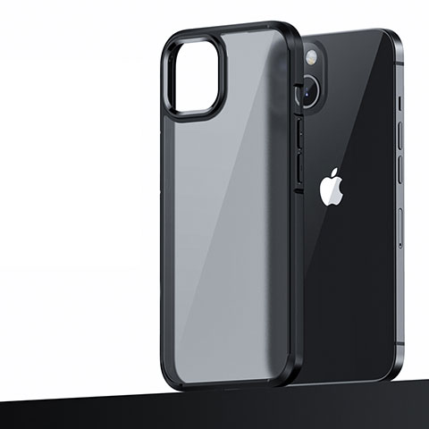 Coque Contour Silicone et Plastique Housse Etui Mat U04 pour Apple iPhone 15 Noir