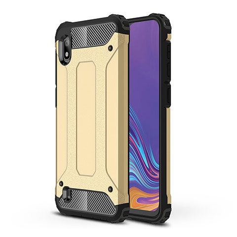 Coque Contour Silicone et Plastique Housse Etui Mat WL1 pour Samsung Galaxy A10 Or