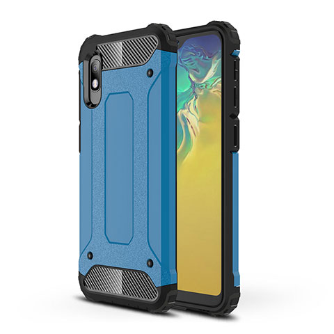 Coque Contour Silicone et Plastique Housse Etui Mat WL1 pour Samsung Galaxy A10e Bleu