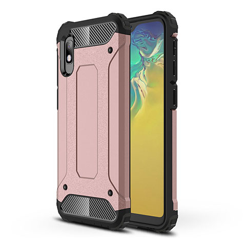 Coque Contour Silicone et Plastique Housse Etui Mat WL1 pour Samsung Galaxy A10e Or Rose