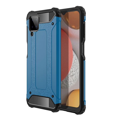 Coque Contour Silicone et Plastique Housse Etui Mat WL1 pour Samsung Galaxy A12 Nacho Bleu