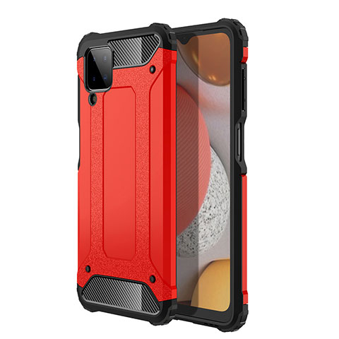 Coque Contour Silicone et Plastique Housse Etui Mat WL1 pour Samsung Galaxy A12 Nacho Rouge