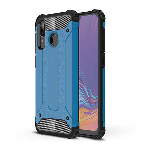 Coque Contour Silicone et Plastique Housse Etui Mat WL1 pour Samsung Galaxy A20 Bleu