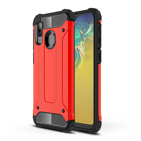 Coque Contour Silicone et Plastique Housse Etui Mat WL1 pour Samsung Galaxy A20e Rouge