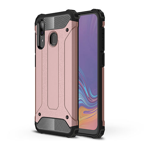 Coque Contour Silicone et Plastique Housse Etui Mat WL1 pour Samsung Galaxy A30 Or Rose