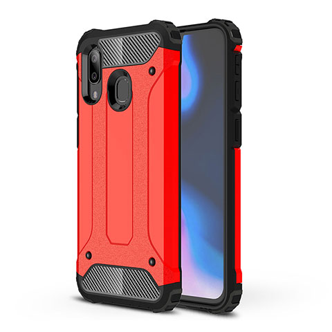 Coque Contour Silicone et Plastique Housse Etui Mat WL1 pour Samsung Galaxy A40 Rouge