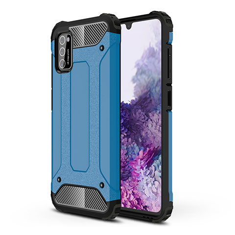 Coque Contour Silicone et Plastique Housse Etui Mat WL1 pour Samsung Galaxy A41 Bleu