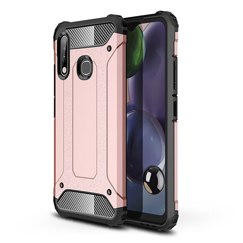 Coque Contour Silicone et Plastique Housse Etui Mat WL1 pour Samsung Galaxy A70E Or Rose