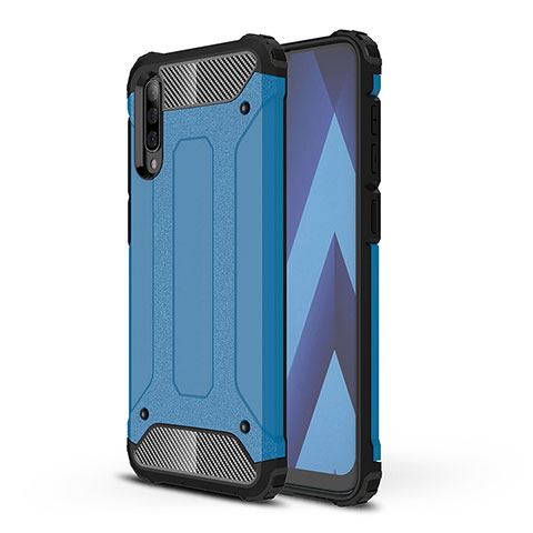 Coque Contour Silicone et Plastique Housse Etui Mat WL1 pour Samsung Galaxy A70S Bleu