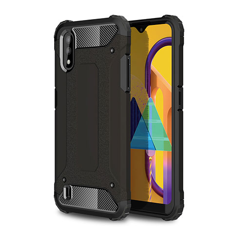 Coque Contour Silicone et Plastique Housse Etui Mat WL1 pour Samsung Galaxy M01 Noir