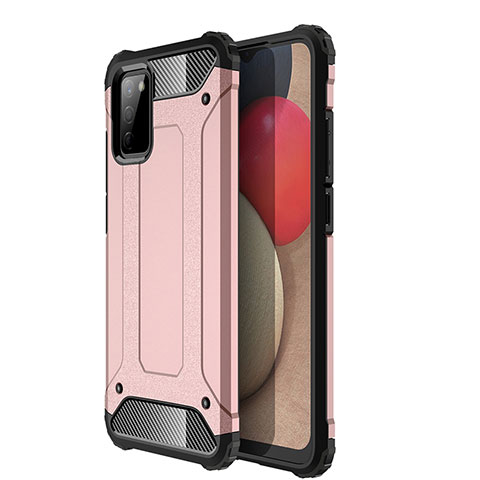 Coque Contour Silicone et Plastique Housse Etui Mat WL1 pour Samsung Galaxy M02s Or Rose