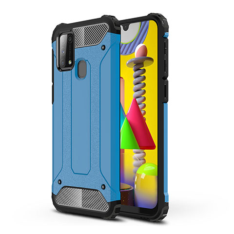 Coque Contour Silicone et Plastique Housse Etui Mat WL1 pour Samsung Galaxy M21s Bleu