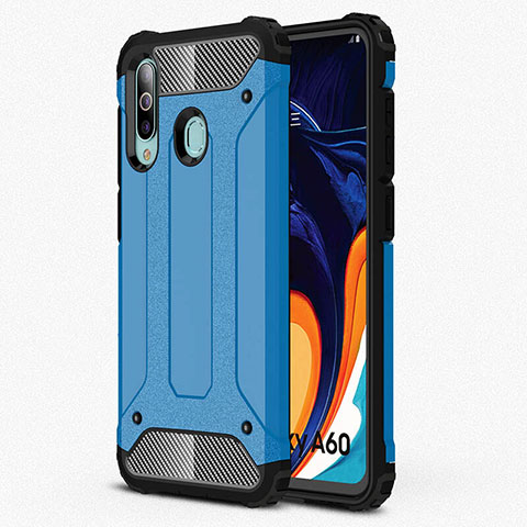 Coque Contour Silicone et Plastique Housse Etui Mat WL1 pour Samsung Galaxy M40 Bleu Ciel