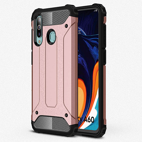 Coque Contour Silicone et Plastique Housse Etui Mat WL1 pour Samsung Galaxy M40 Or Rose