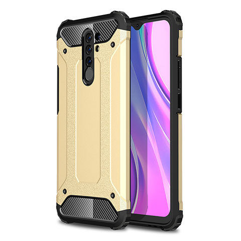 Coque Contour Silicone et Plastique Housse Etui Mat WL1 pour Xiaomi Redmi 9 Prime India Or