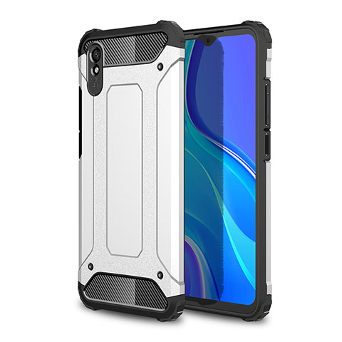 Coque Contour Silicone et Plastique Housse Etui Mat WL1 pour Xiaomi Redmi 9A Argent