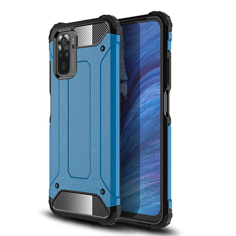 Coque Contour Silicone et Plastique Housse Etui Mat WL1 pour Xiaomi Redmi Note 10 4G Bleu