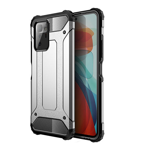 Coque Contour Silicone et Plastique Housse Etui Mat WL1 pour Xiaomi Redmi Note 10 Pro 5G Argent