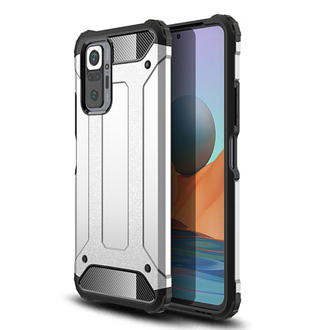 Coque Contour Silicone et Plastique Housse Etui Mat WL1 pour Xiaomi Redmi Note 10 Pro Max Argent